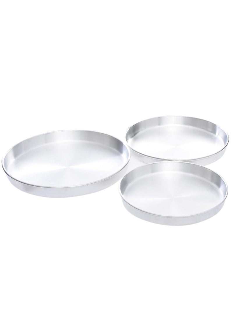 نوفال طقم صينية دائرية للخبز والبيتزا والكنافة والبسبوسة 3 قطع 26-28-30 سم بجودة عالية صناعة مصرية - Image 3